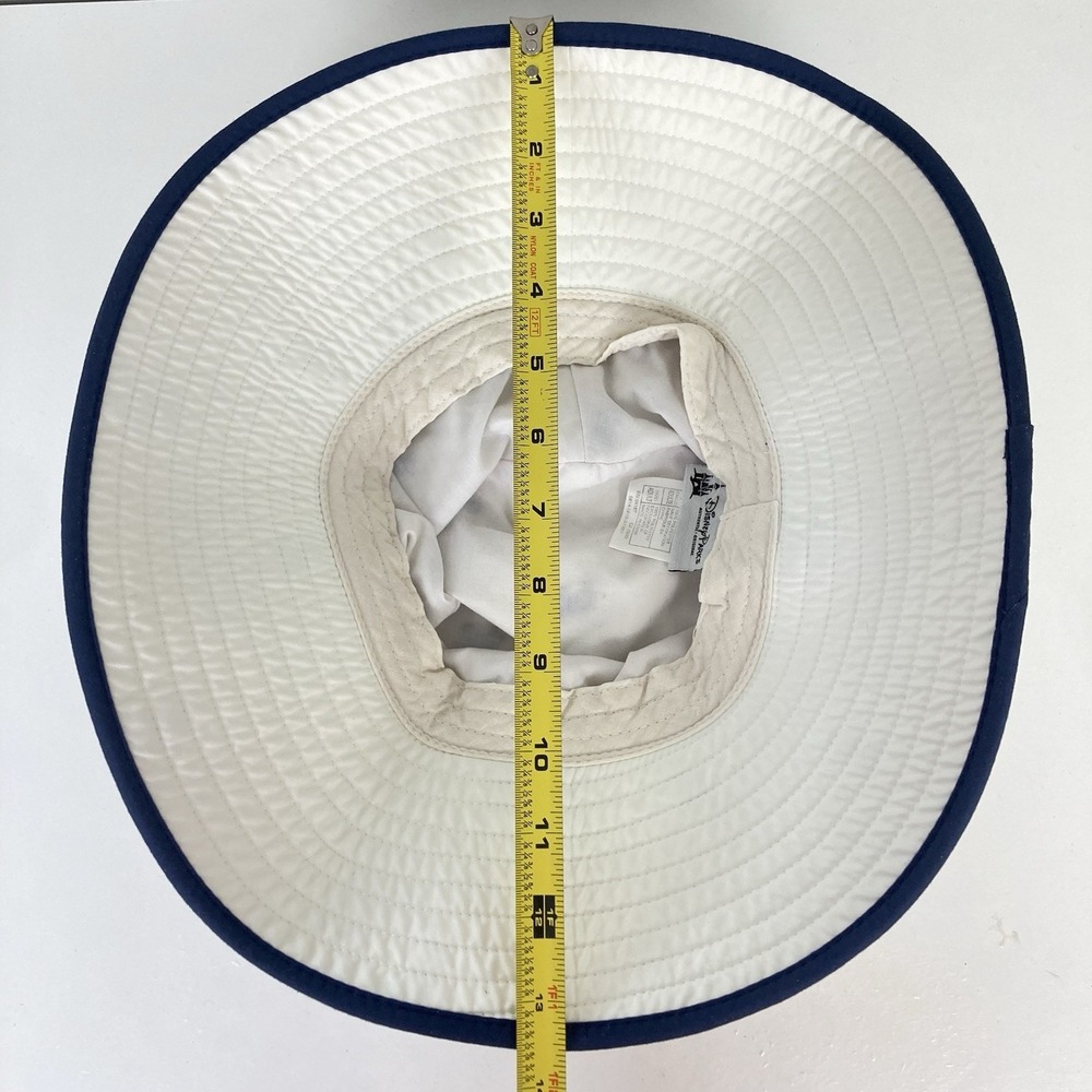 Walt Disney Parks Wide Brim White‎ Sun Hat Navy Blue Mickey Mouse Print Adult OS - Picture 7 of 7